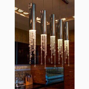 Modern Chrome & Crystal Ceiling Light